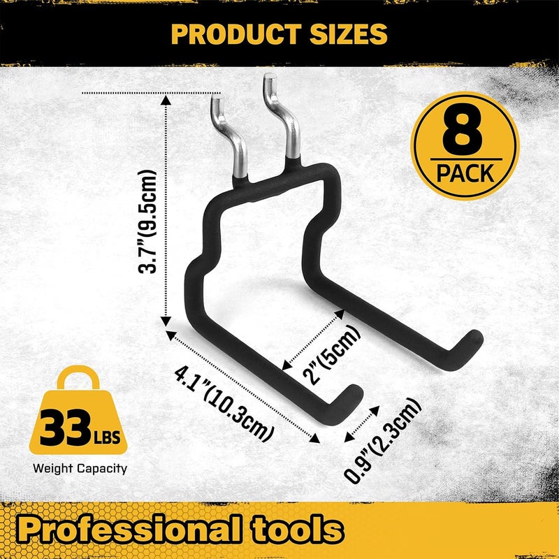 ELEAD 8-Piece Flat Pegboard Hooks, Peg Board Organizer Accessories for Hanging, Fit 1/4" Pegboard, Peg Board Tool Hangers for Garage Kitchen Workbench - Image 2